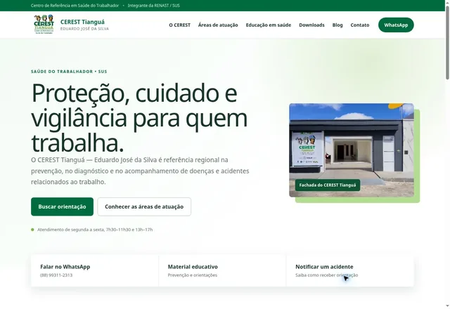 Captura real da página inicial de CEREST Tianguá em mockup de notebook