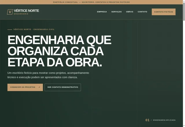 Captura real da página inicial de Veritca Norte Engenharia em mockup de notebook